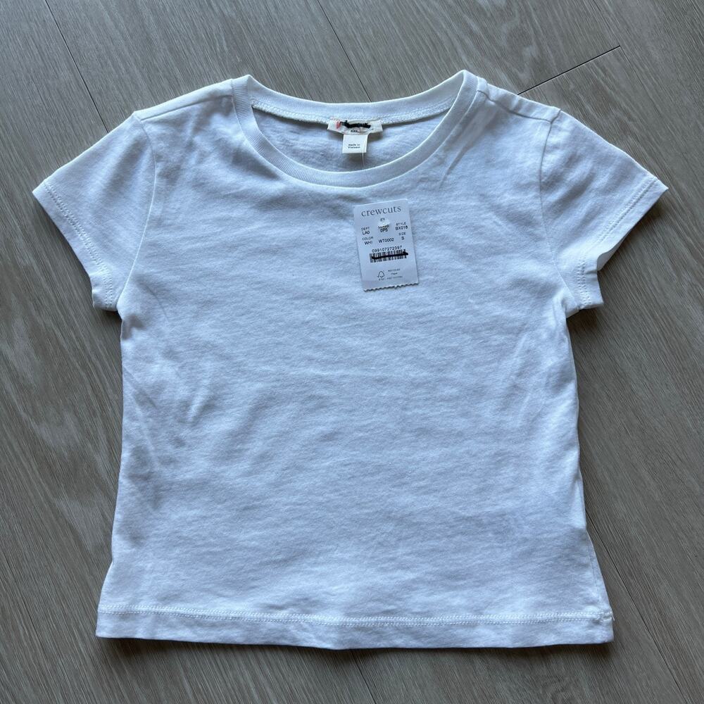 Crewcuts Kids Girls Shrunken Tshirt In Vintage Jersey Small White J Crew